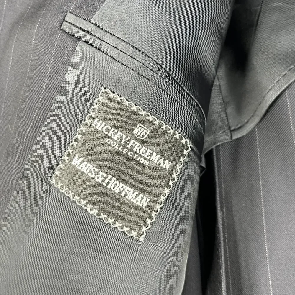 Hickey Freeman Loro Piana Suit Jacket 44 Reg Wool Pin Striped Single Vented